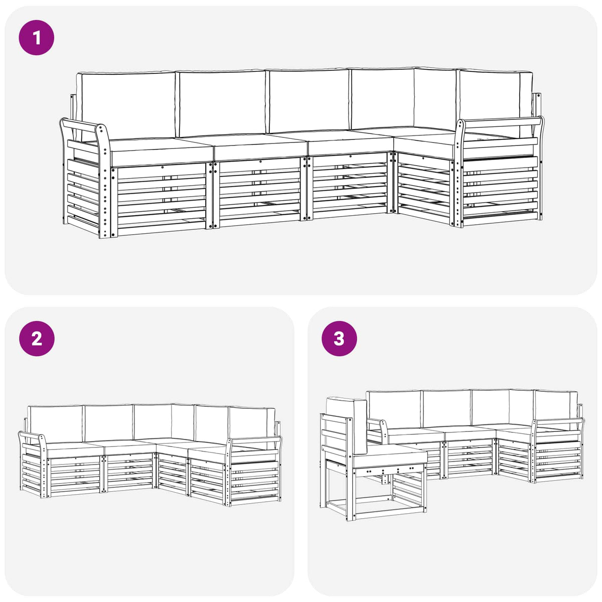 Set vanjskih sofa 5 pcs Bijela i antracit 249 x 130,5 x 73 cm