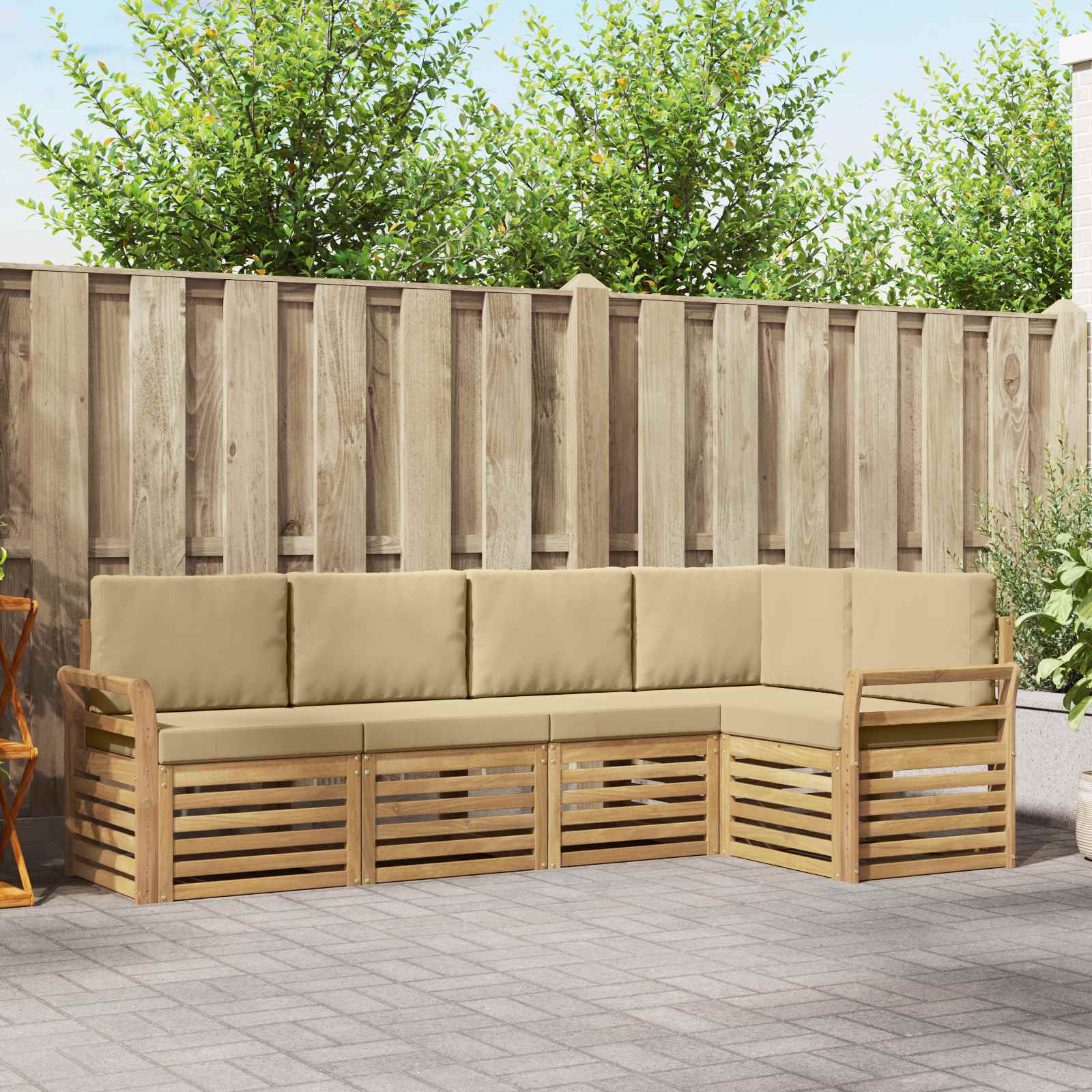 Set vanjskih sofa 5 pcs Bijela i bež 249 x 130,5 x 73 cm