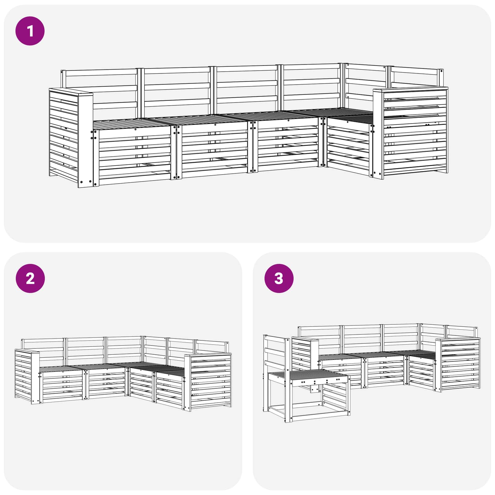 Set vanjskih sofa 5 pcs Bijela 251 x 132,5 x 73 cm