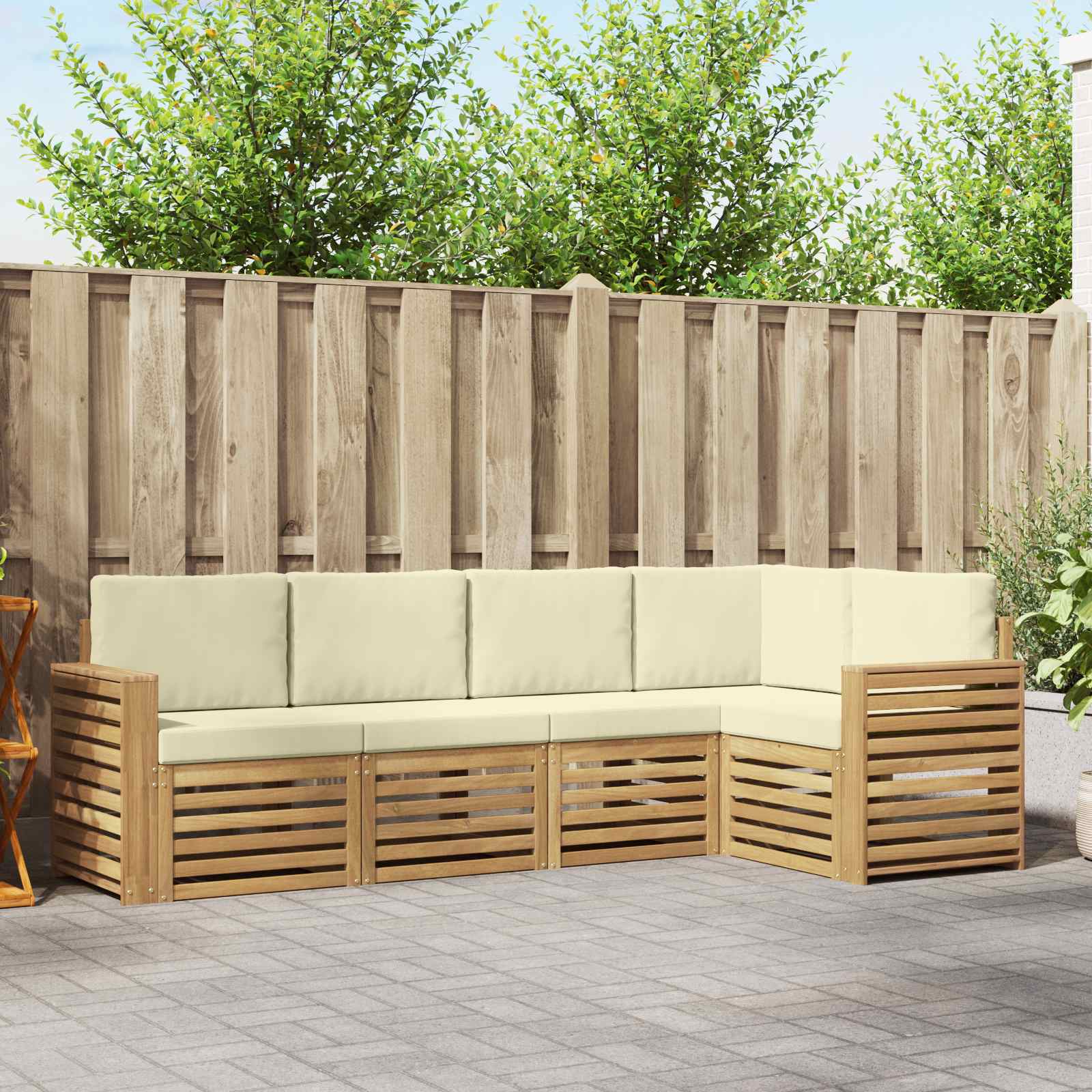 Set vanjskih sofa 5 pcs Bijela i krem 251 x 132,5 x 73 cm