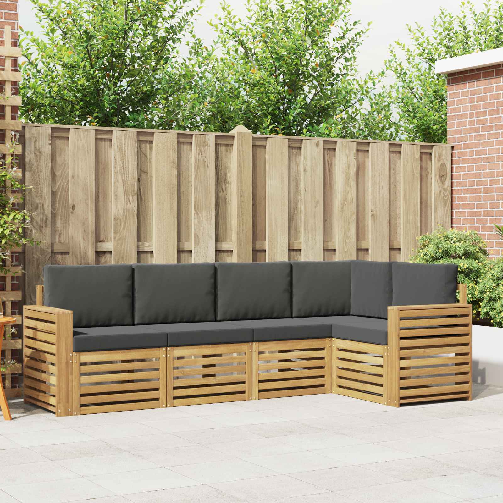 Set vanjskih sofa 5 pcs Bijela i antracit 251 x 132,5 x 73 cm