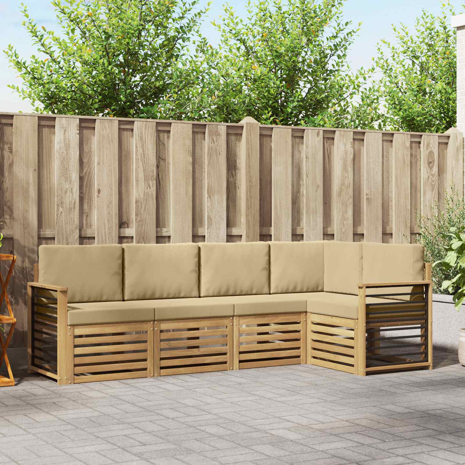Set vanjskih sofa 5 pcs Bijela i bež 247 x 128,5 x 73 cm