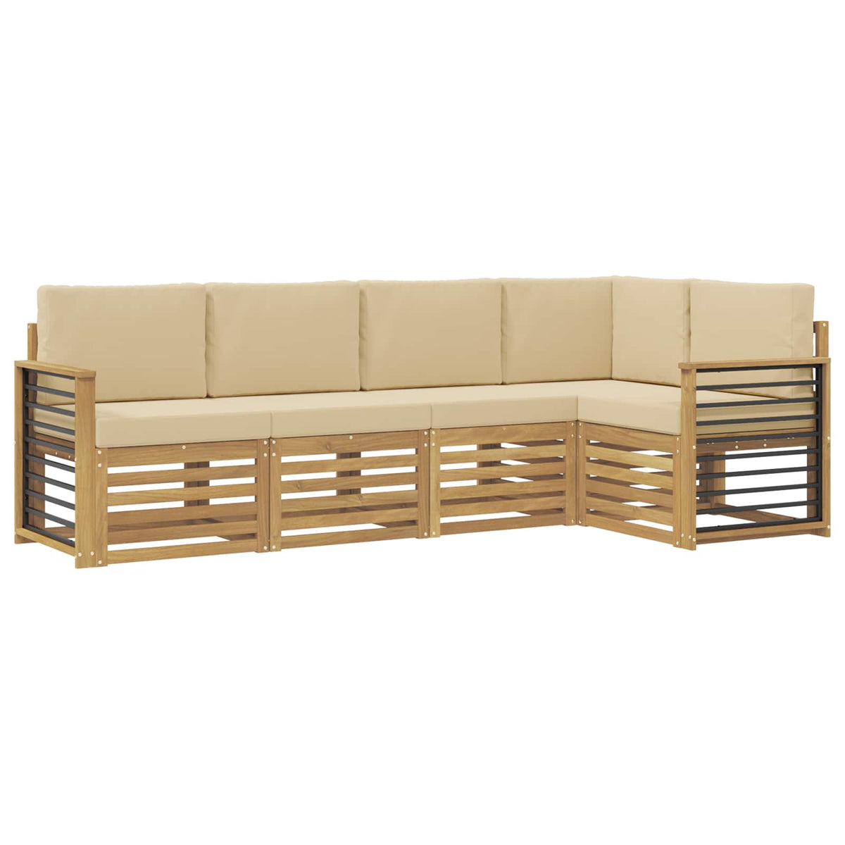 Set vanjskih sofa 5 pcs Bijela i bež 247 x 128,5 x 73 cm