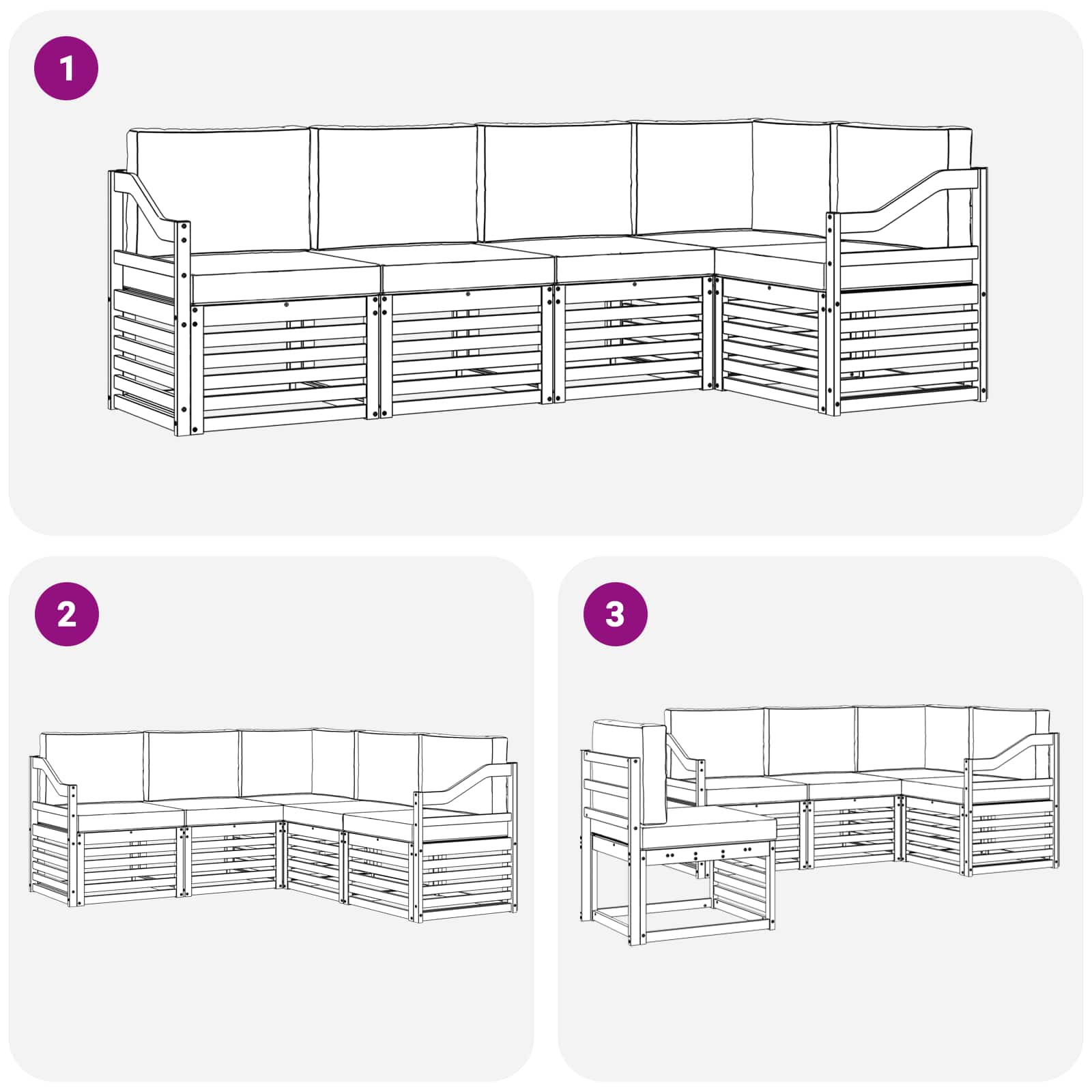 Set vanjskih sofa 5 pcs Bijela i antracit 245 x 126,5 x 73 cm