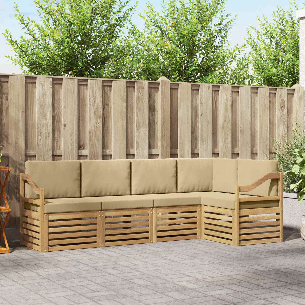 Set vanjskih sofa 5 pcs Bijela i bež 245 x 126,5 x 73 cm