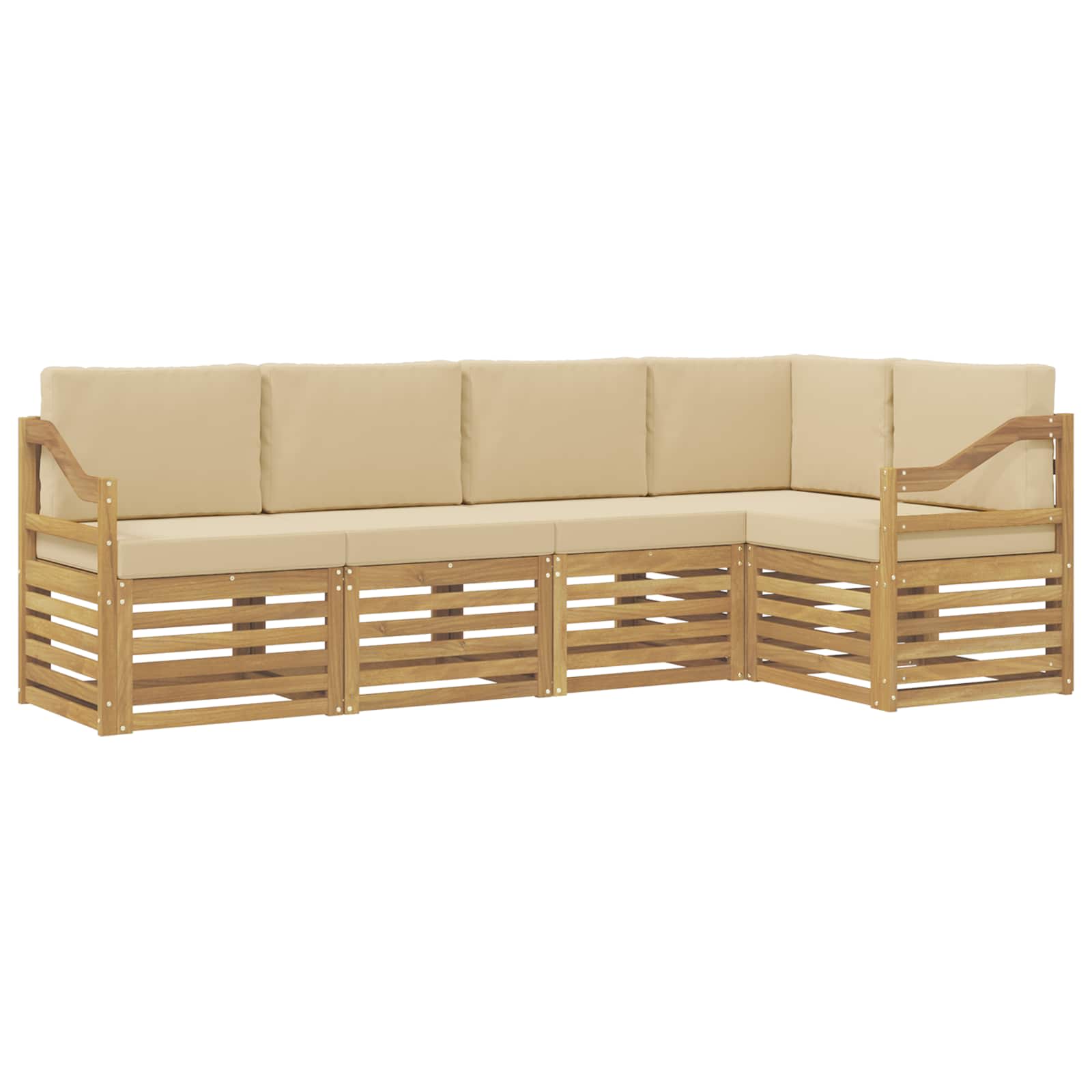Set vanjskih sofa 5 pcs Bijela i bež 245 x 126,5 x 73 cm