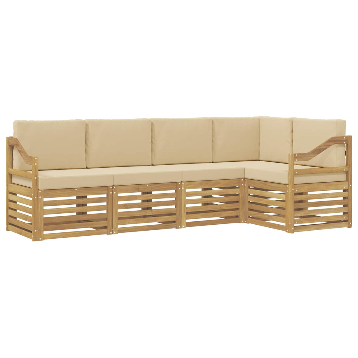 Set vanjskih sofa 5 pcs Bijela i bež 245 x 126,5 x 73 cm