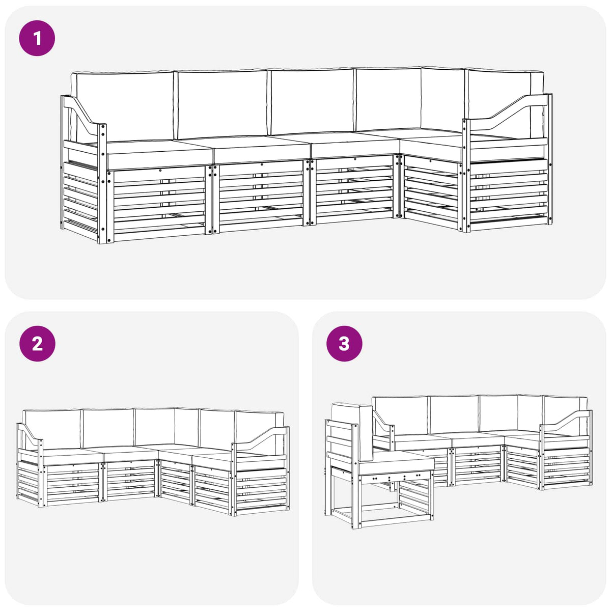 Set vanjskih sofa 5 pcs Bijela i bež 245 x 126,5 x 73 cm