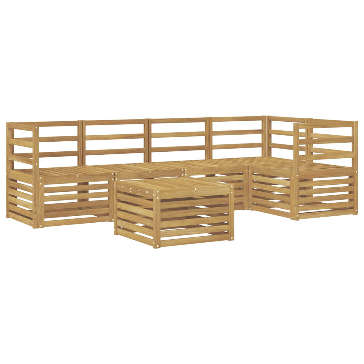 Set vanjskih sofa 6 kom. Bijela Čvrsto drvo akacije