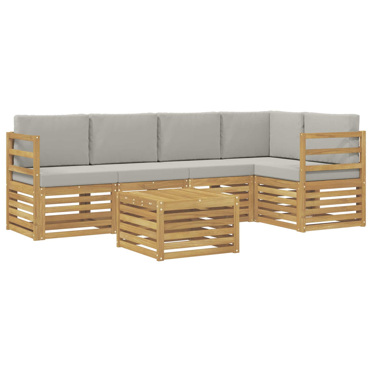 Set vanjskih sofa 6 kom. Bijela i svjetlosiva Poliester