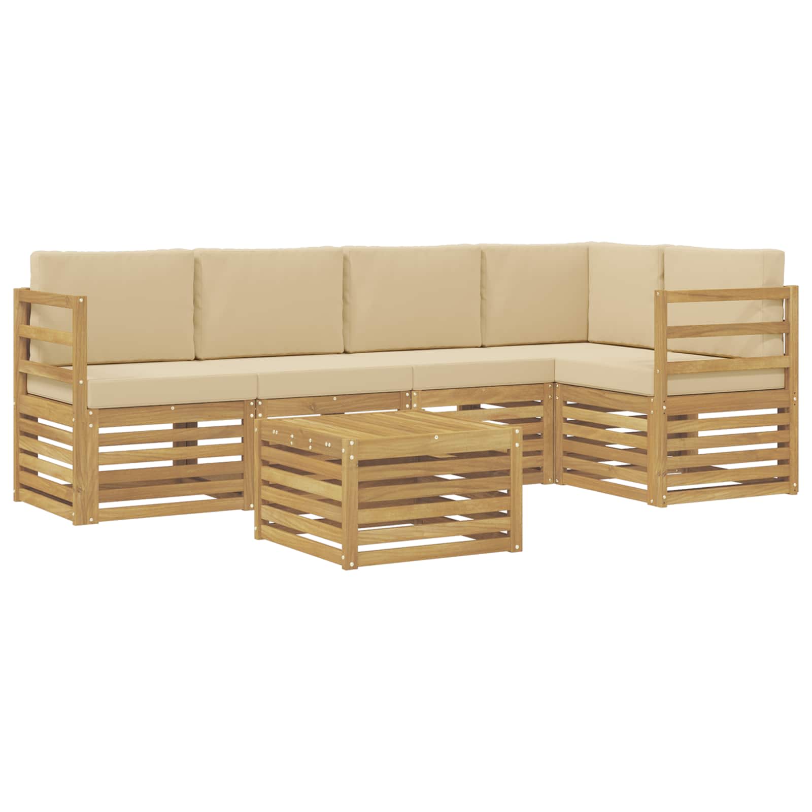 Set vanjskih sofa 6 pcs Bijela i bež 59 x 59 x 37 cm Poliester