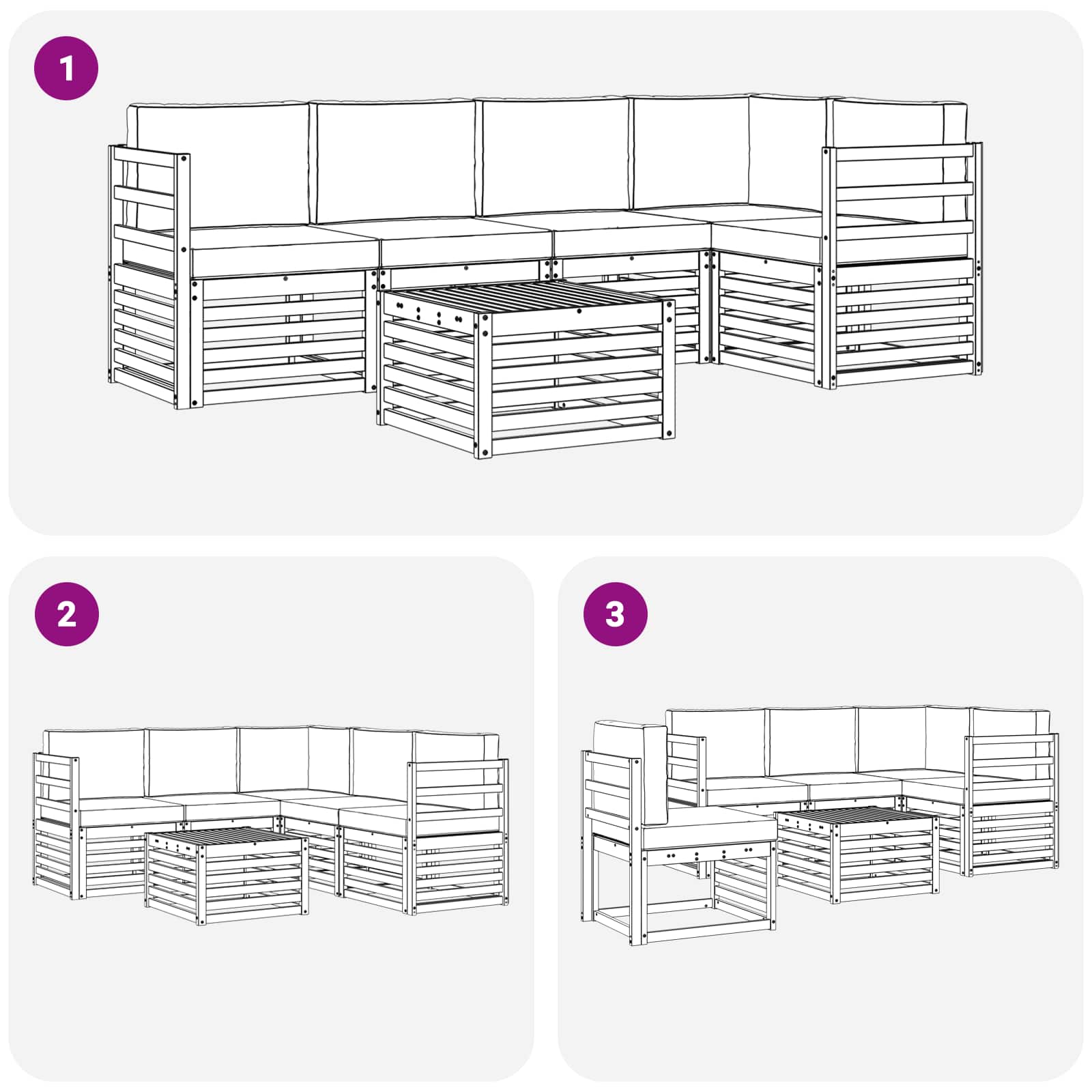 Set vanjskih sofa 6 pcs Bijela i bež 59 x 59 x 37 cm Poliester
