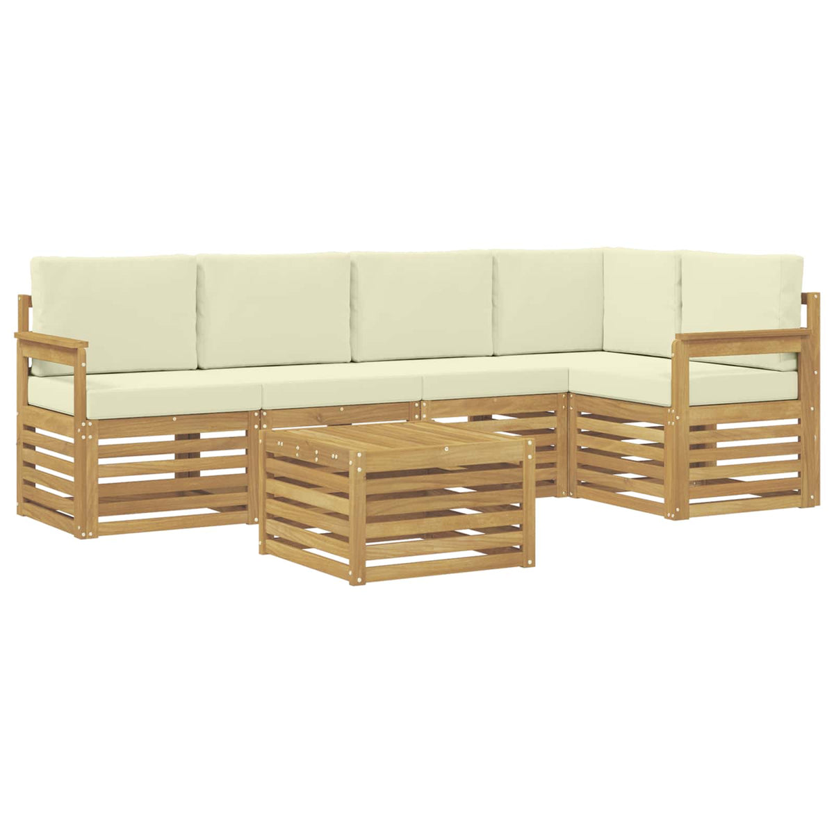 Set vanjskih sofa 6 kom. Bijela i krem Poliester