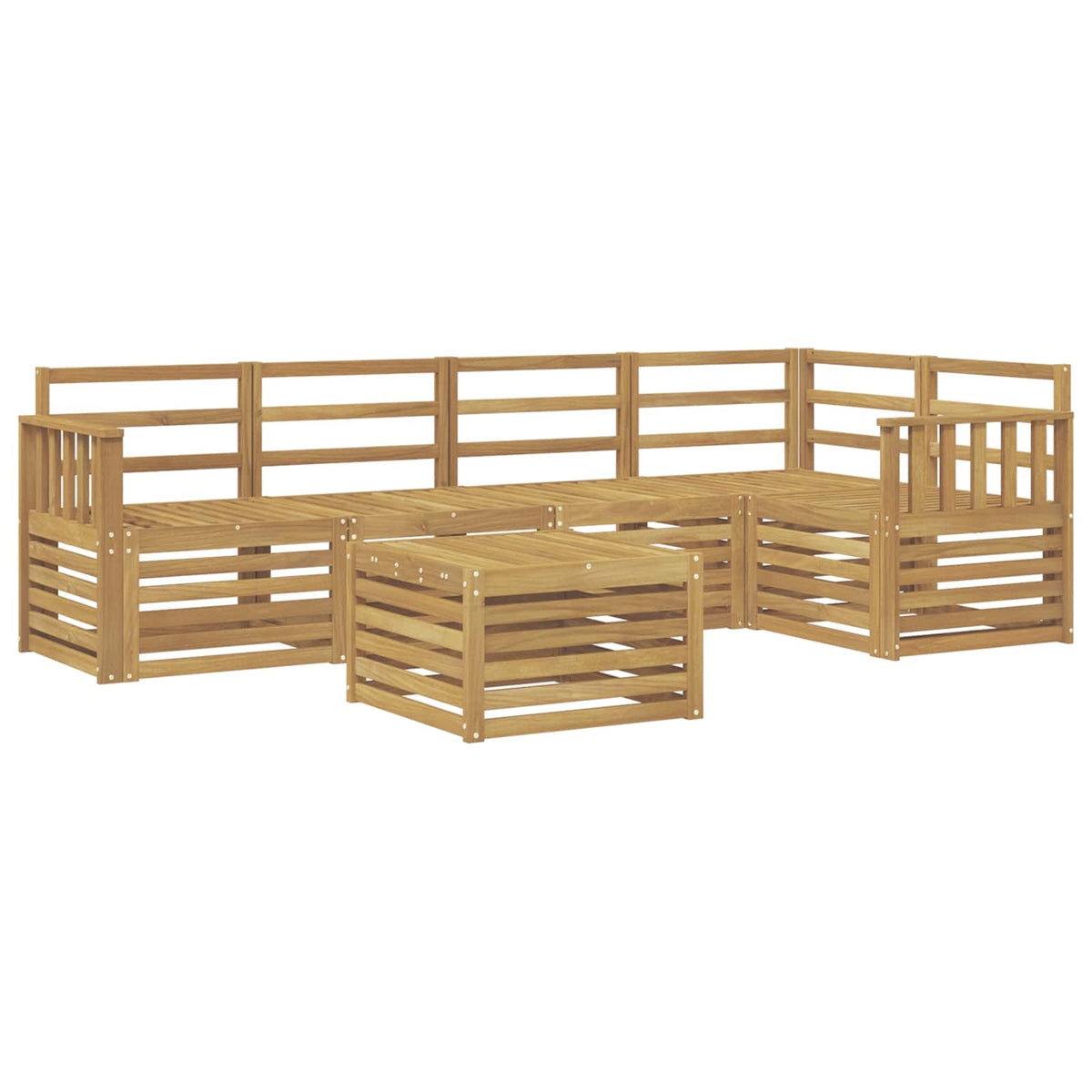 Set vanjskih sofa 6 kom. Bijela Čvrsto drvo akacije