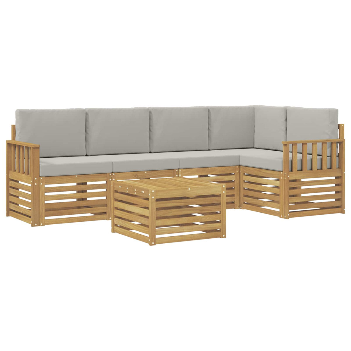 Set vanjskih sofa 6 kom. Bijela i svjetlosiva Poliester