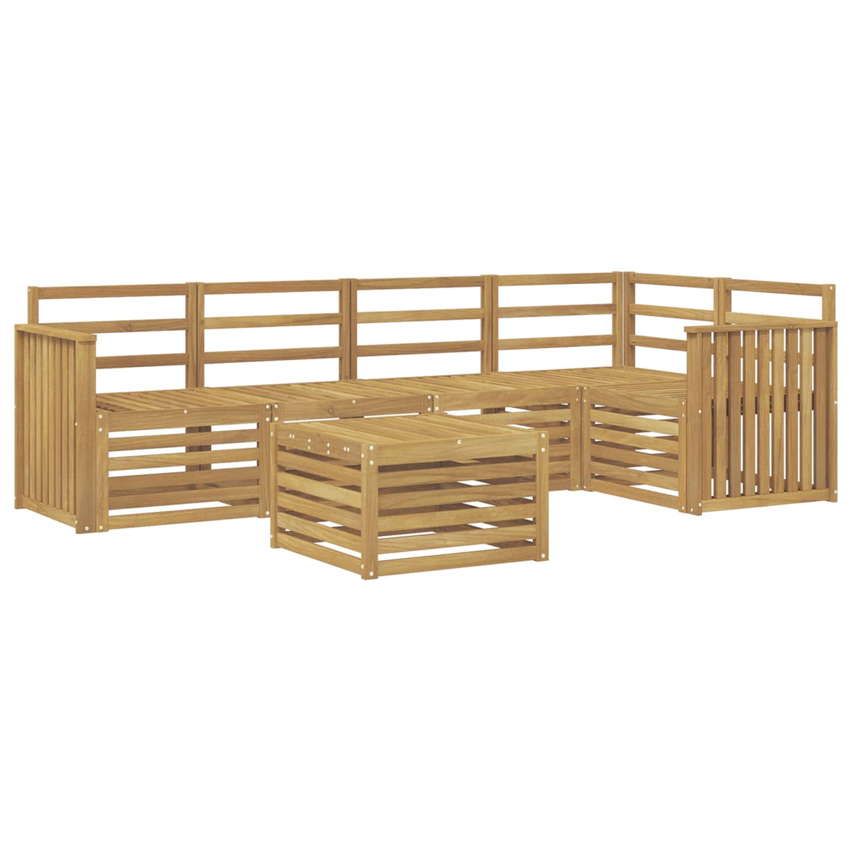 Set vanjskih sofa 6 kom. Bijela Čvrsto drvo akacije