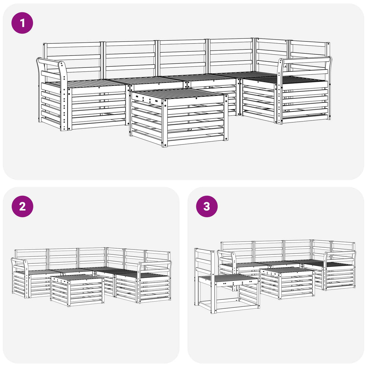 Set vanjskih sofa 6 kom. Bijela Čvrsto drvo akacije