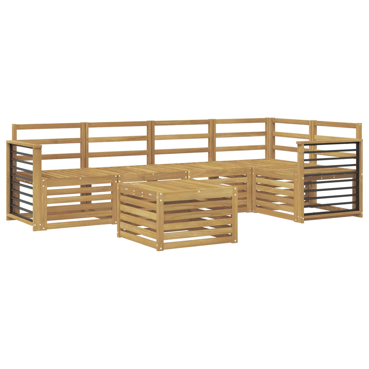 Set vanjskih sofa 6 kom. Bijela Čvrsto drvo akacije
