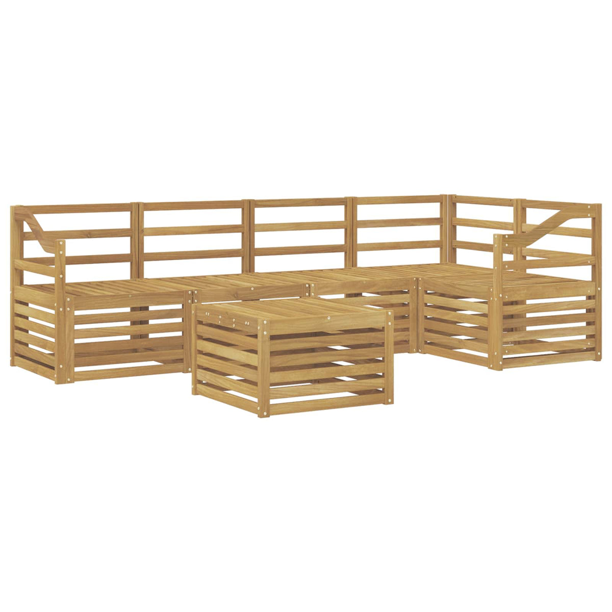 Set vanjskih sofa 6 kom. Bijela Čvrsto drvo akacije