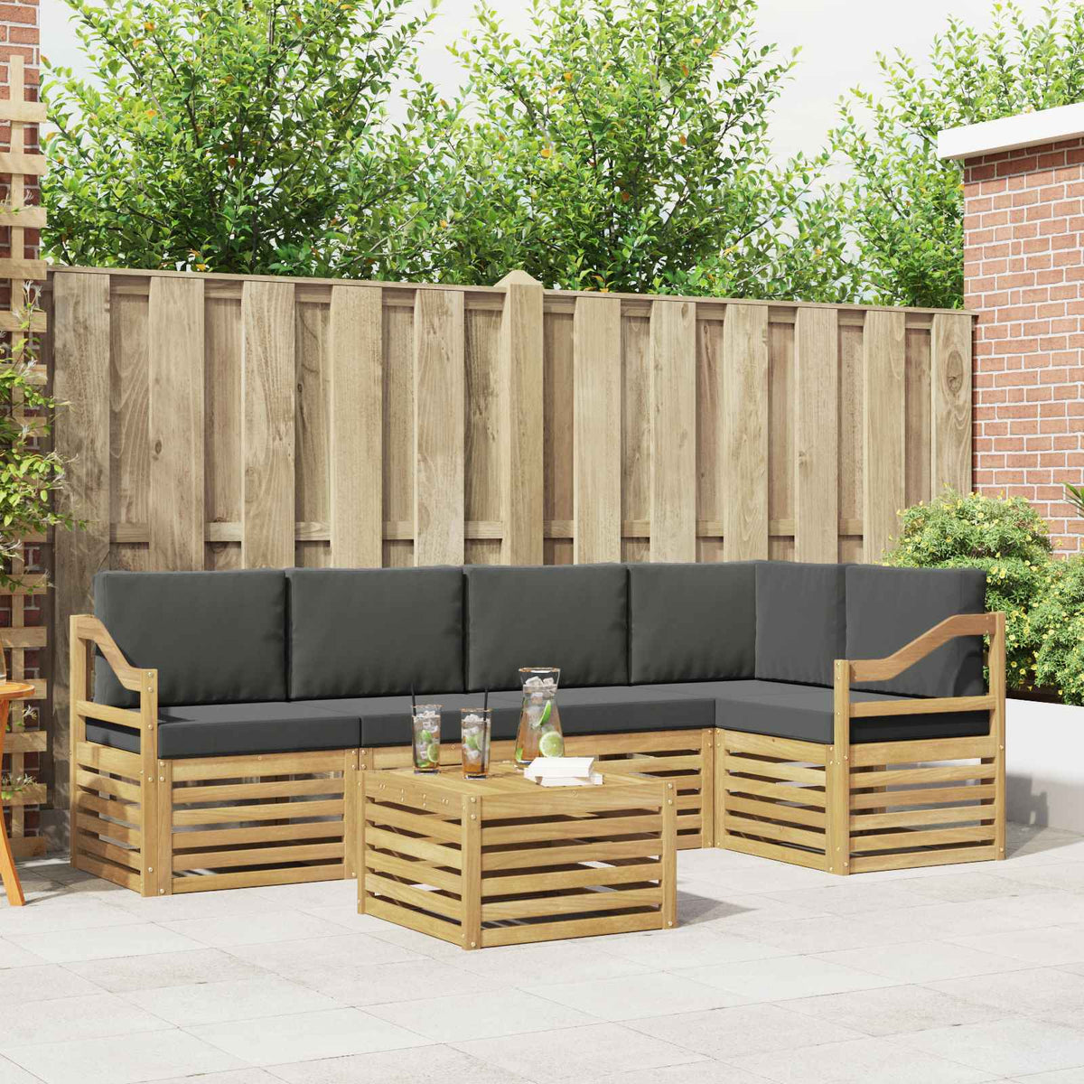 Set vanjskih sofa 6 kom. Bijela i antracit Poliester