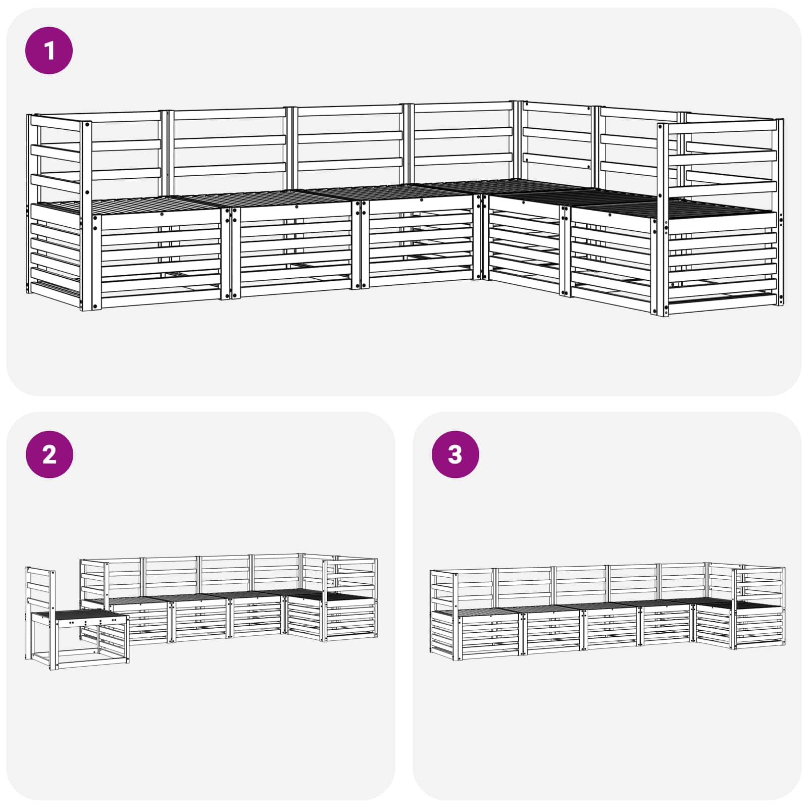 Set vanjskih sofa 6 pcs Bijela 304 x 126,5 x 73 cm
