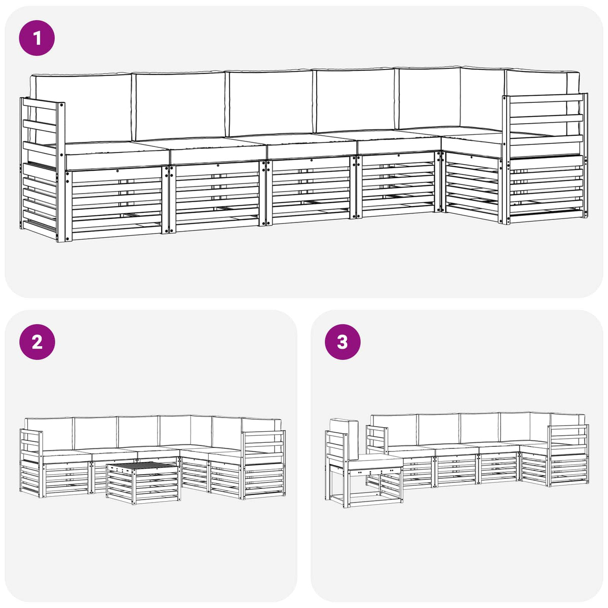 Set vanjskih sofa 6 pcs Bijela i antracit 306 x 128,5 x 73 cm