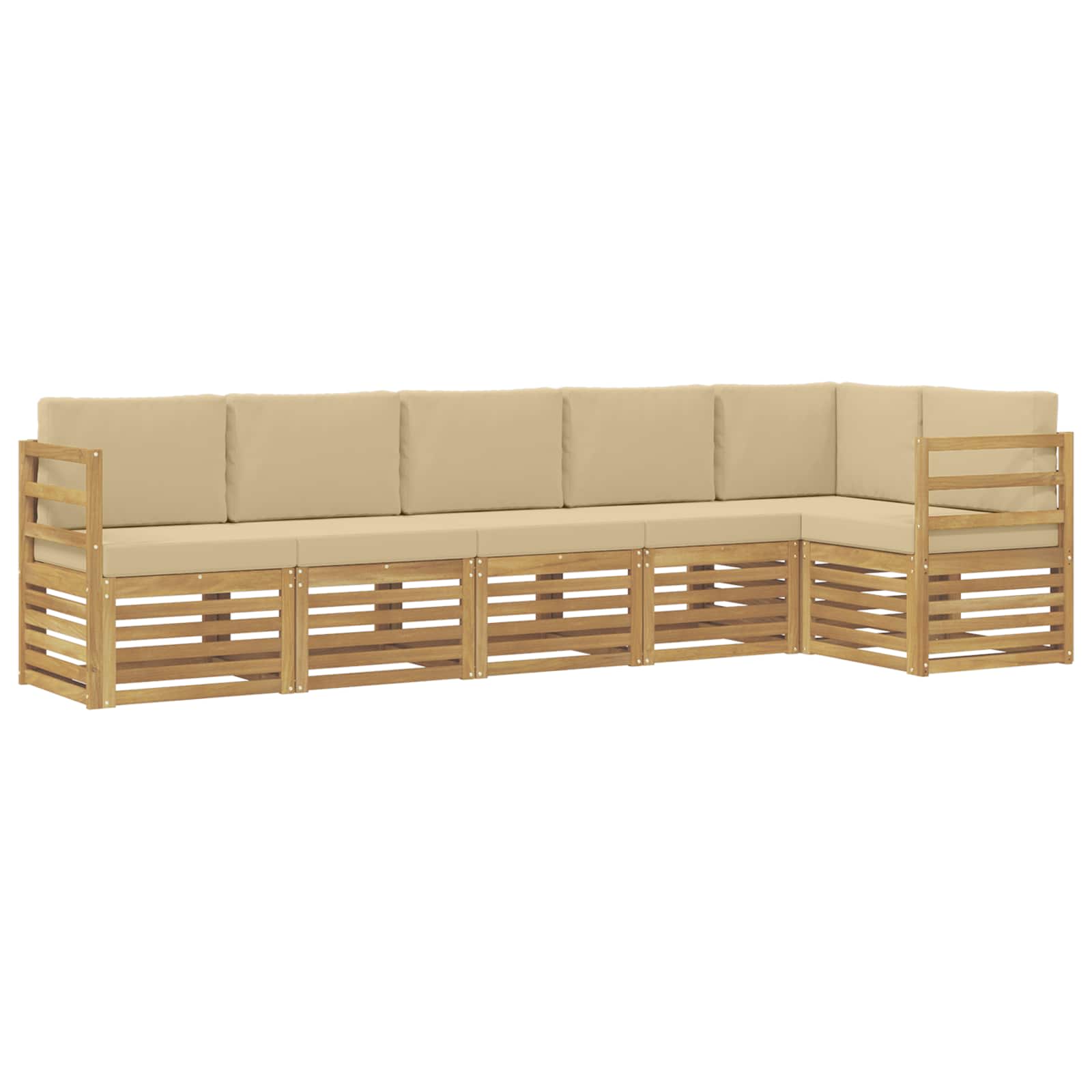 Set vanjskih sofa 6 pcs Bijela i bež 306 x 128,5 x 73 cm