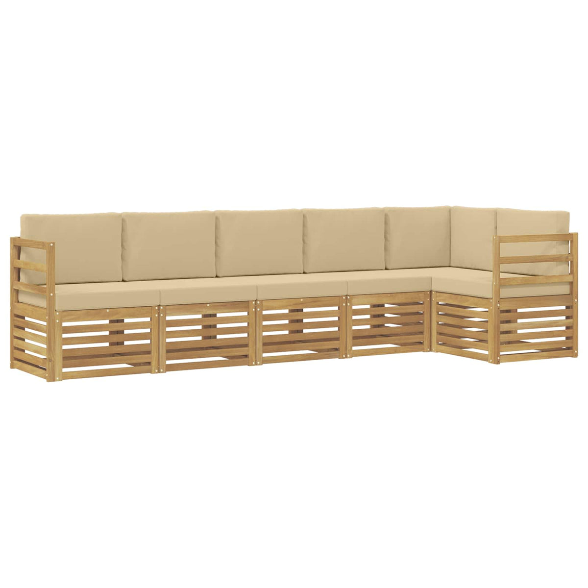 Set vanjskih sofa 6 pcs Bijela i bež 306 x 128,5 x 73 cm