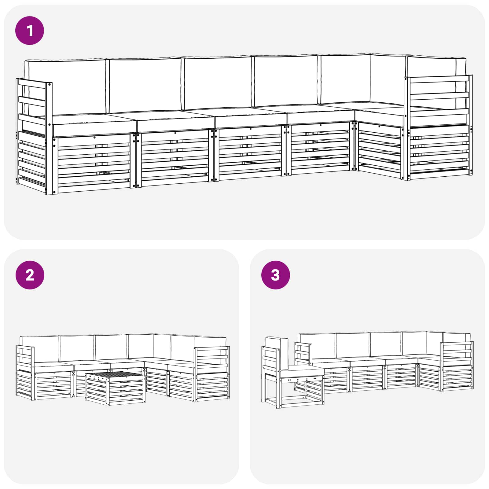 Set vanjskih sofa 6 pcs Bijela i bež 306 x 128,5 x 73 cm