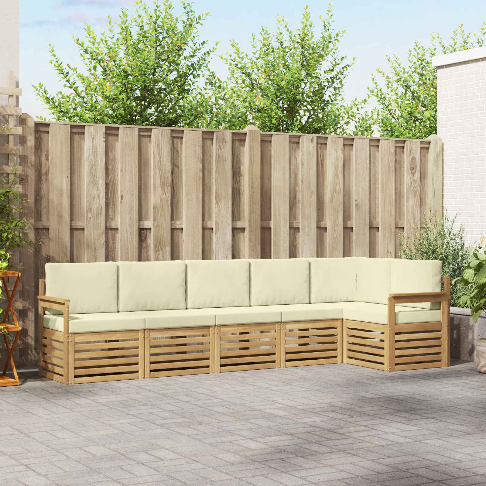 Set vanjskih sofa 6 pcs Bijela i krem 306 x 128,5 x 73 cm