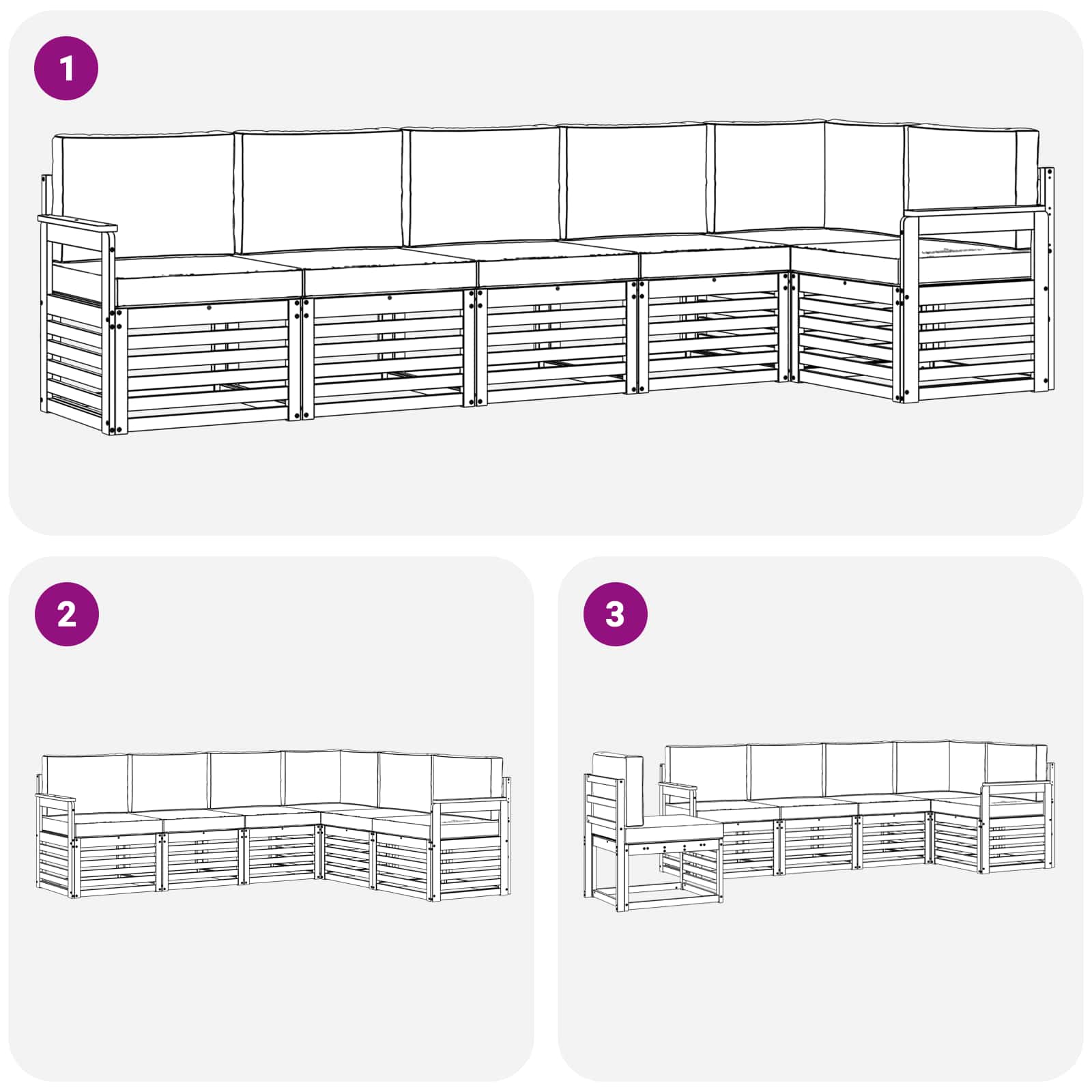 Set vanjskih sofa 6 pcs Bijela i krem 306 x 128,5 x 73 cm