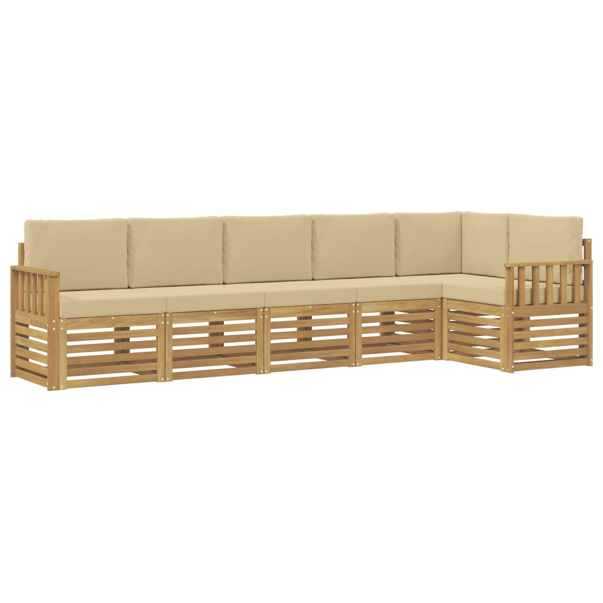 Set vanjskih sofa 6 pcs Bijela i bež 306 x 128,5 x 73 cm