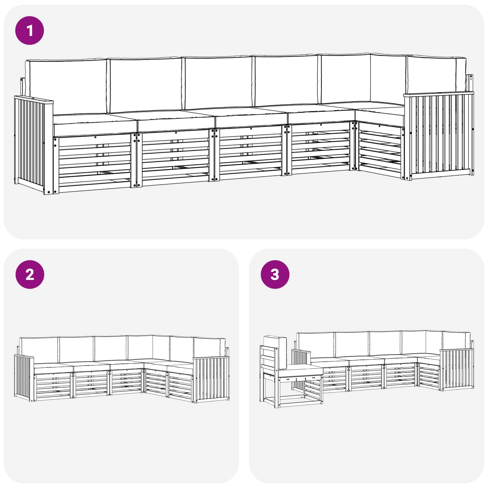 Set vanjskih sofa 6 pcs Bijela i krem 306 x 128,5 x 73 cm