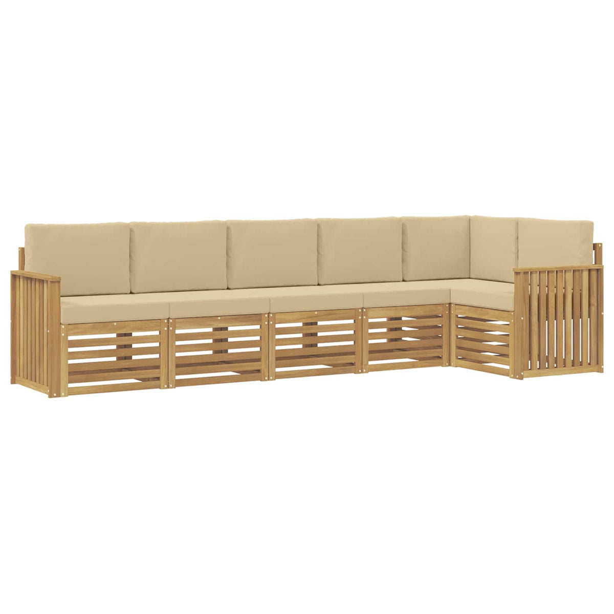 Set vanjskih sofa 6 pcs Bijela i bež 306 x 128,5 x 73 cm