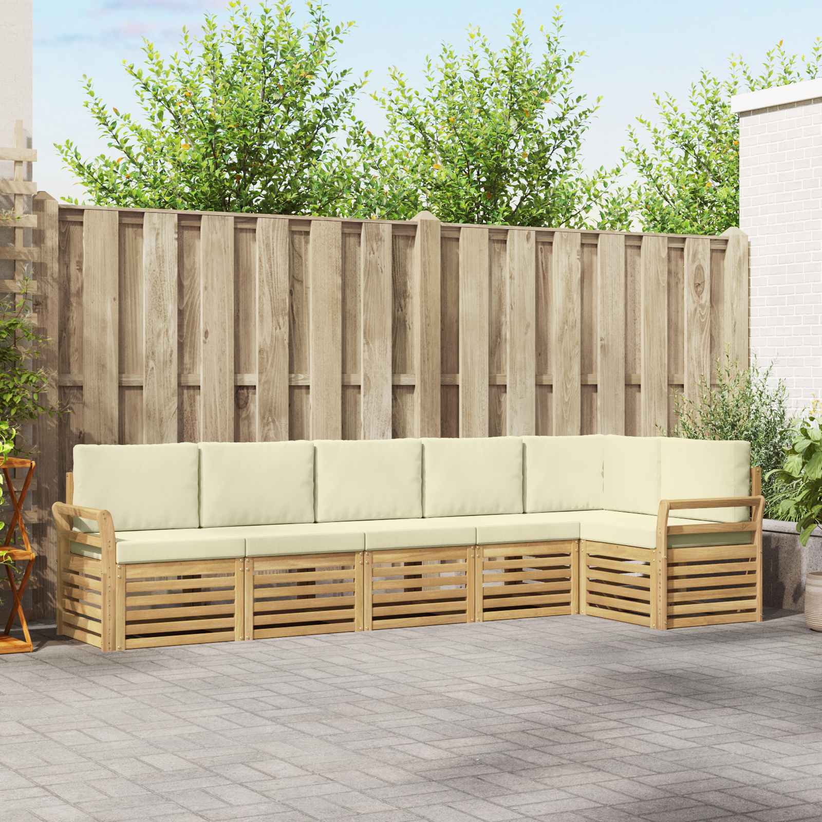 Set vanjskih sofa 6 pcs Bijela i krem 308 x 130,5 x 73 cm