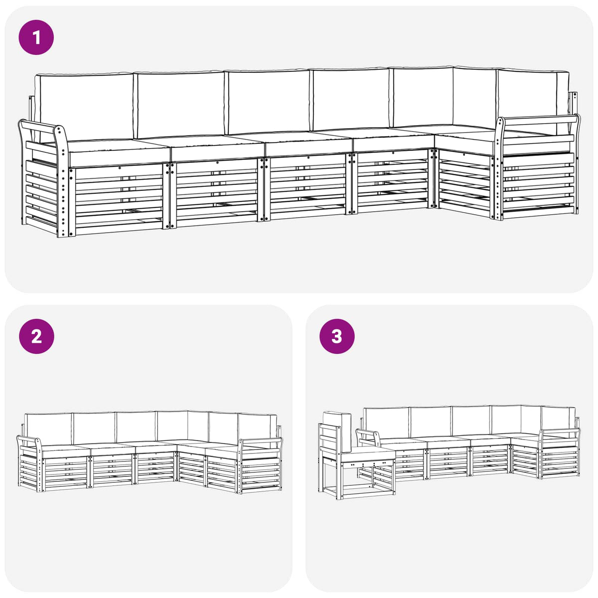 Set vanjskih sofa 6 pcs Bijela i krem 308 x 130,5 x 73 cm