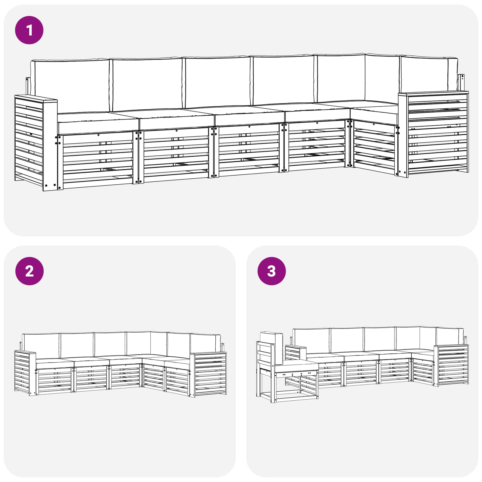 Set vanjskih sofa 6 pcs Bijela i krem 310 x 132,5 x 73 cm