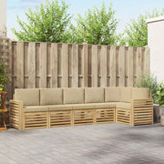 Set vanjskih sofa 6 pcs Bijela i bež 310 x 132,5 x 73 cm