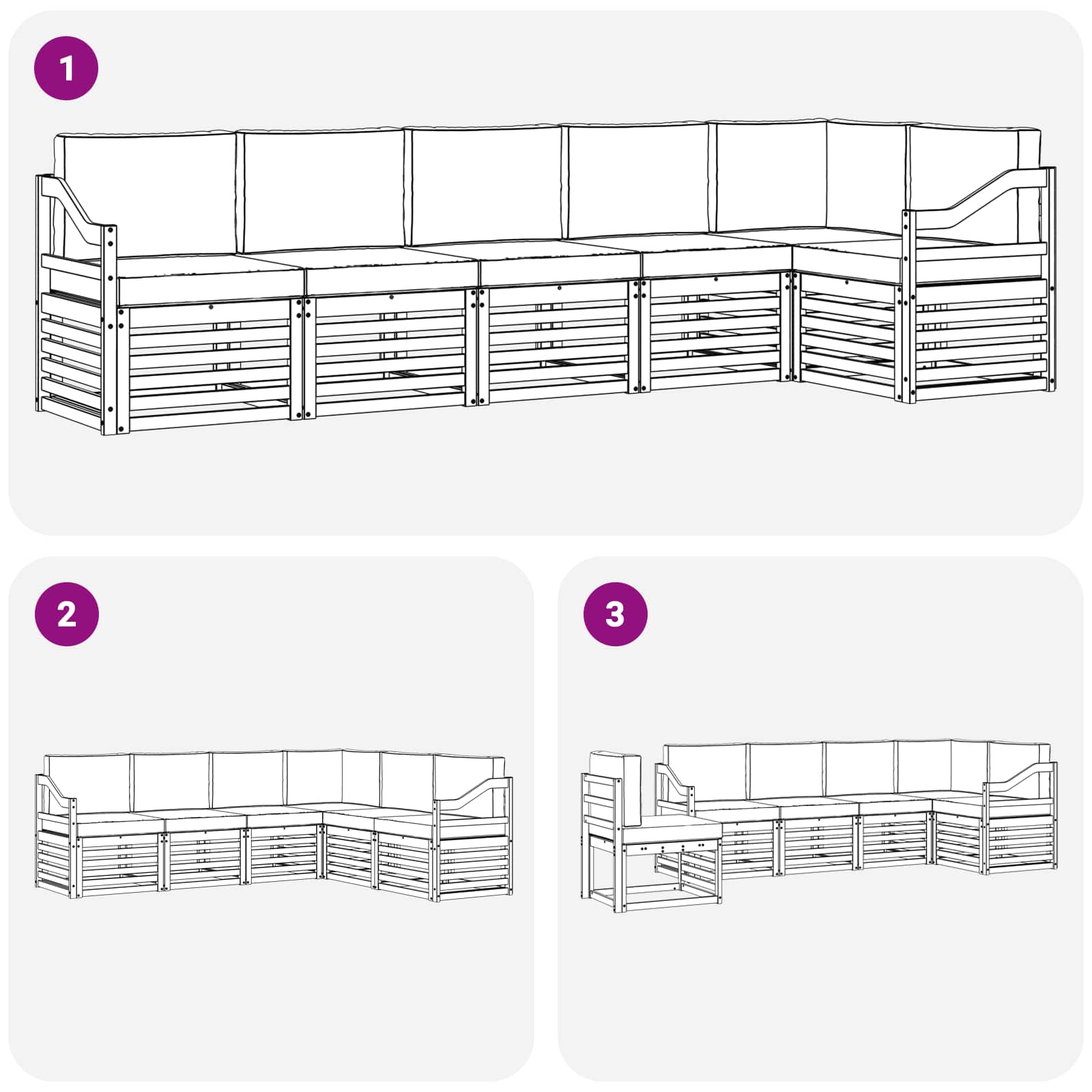 Set vanjskih sofa 6 pcs Bijela i antracit 304 x 126,5 x 73 cm