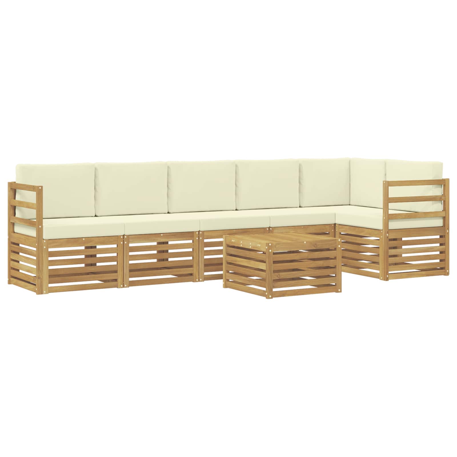 Set vanjskih sofa 7 pcs Bijela i krem Poliester