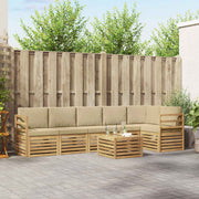 Set vanjskih sofa 7 pcs Bijela i bež 59 x 59 x 37 cm Poliester