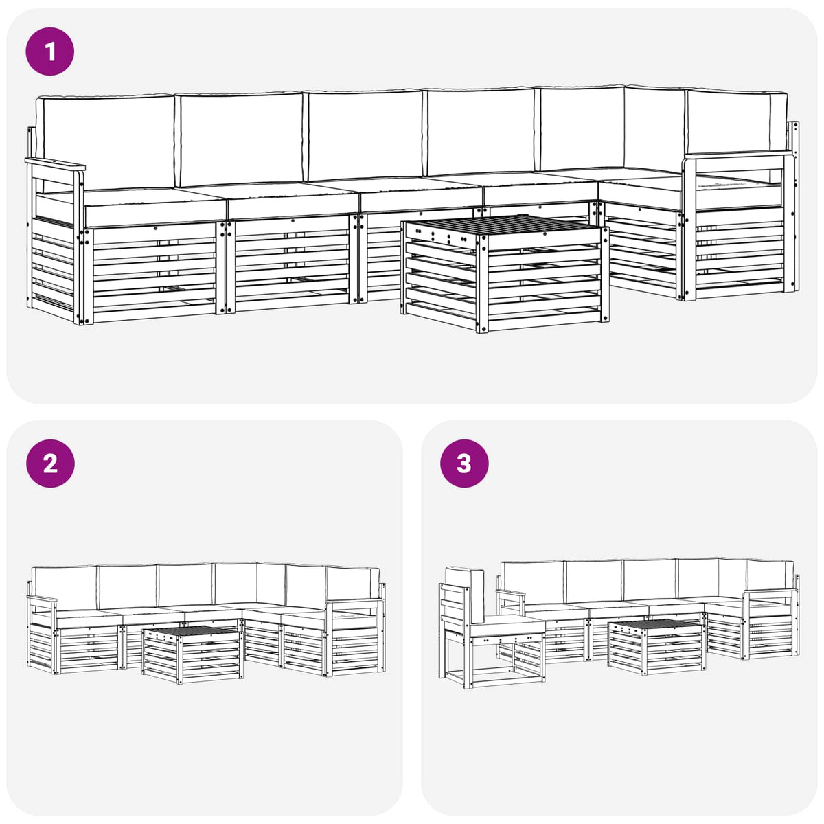 Set vanjskih sofa 7 pcs Bijela i krem 59 x 59 x 37 cm Poliester