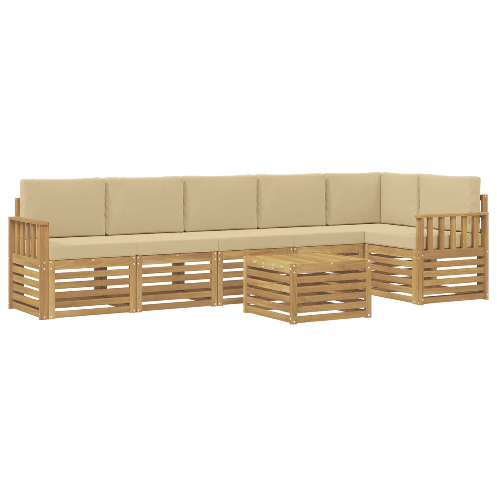 Set vanjskih sofa 7 pcs Bijela i bež 59 x 59 x 37 cm Poliester