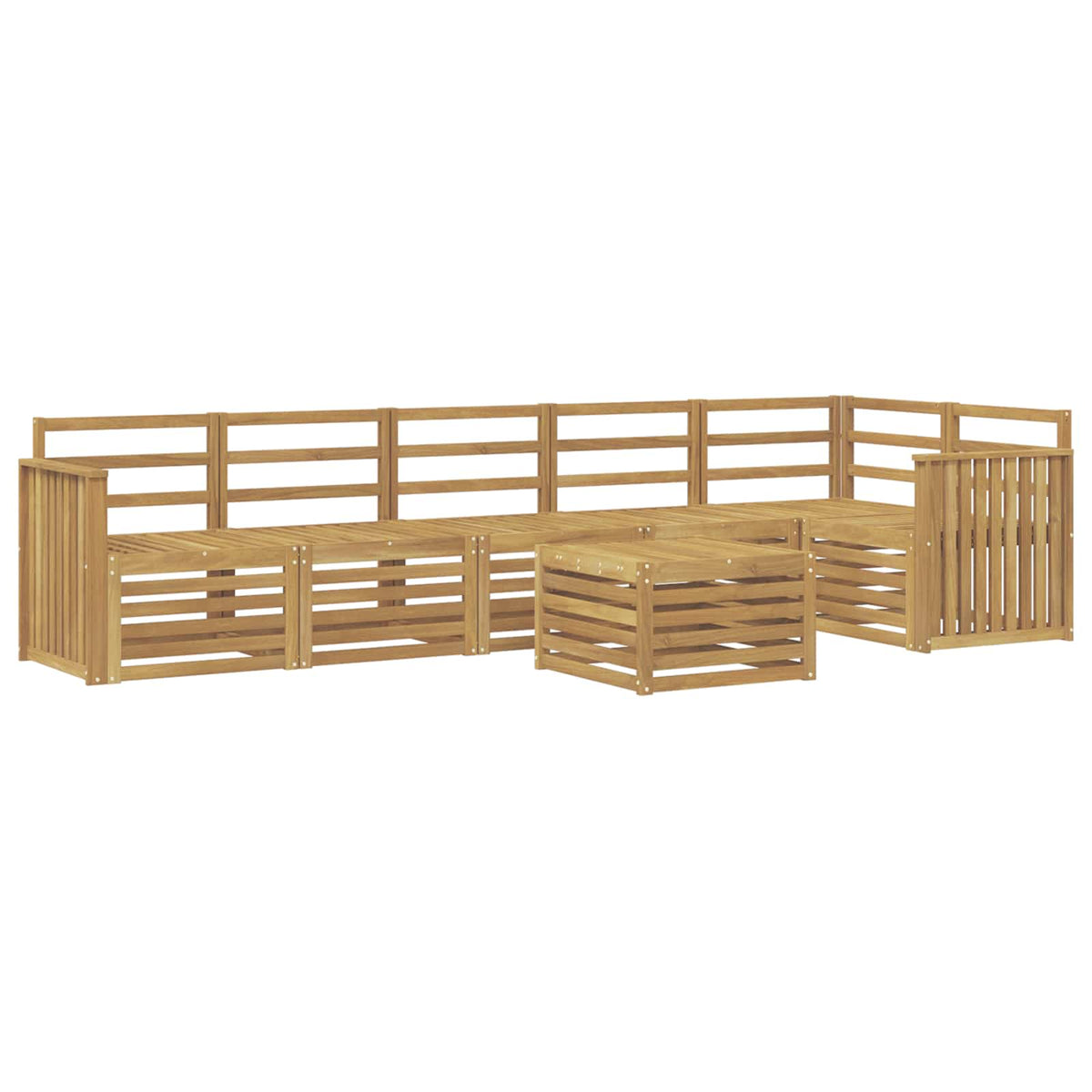 Set vanjskih sofa 7 kom. Bijela Čvrsto drvo akacije