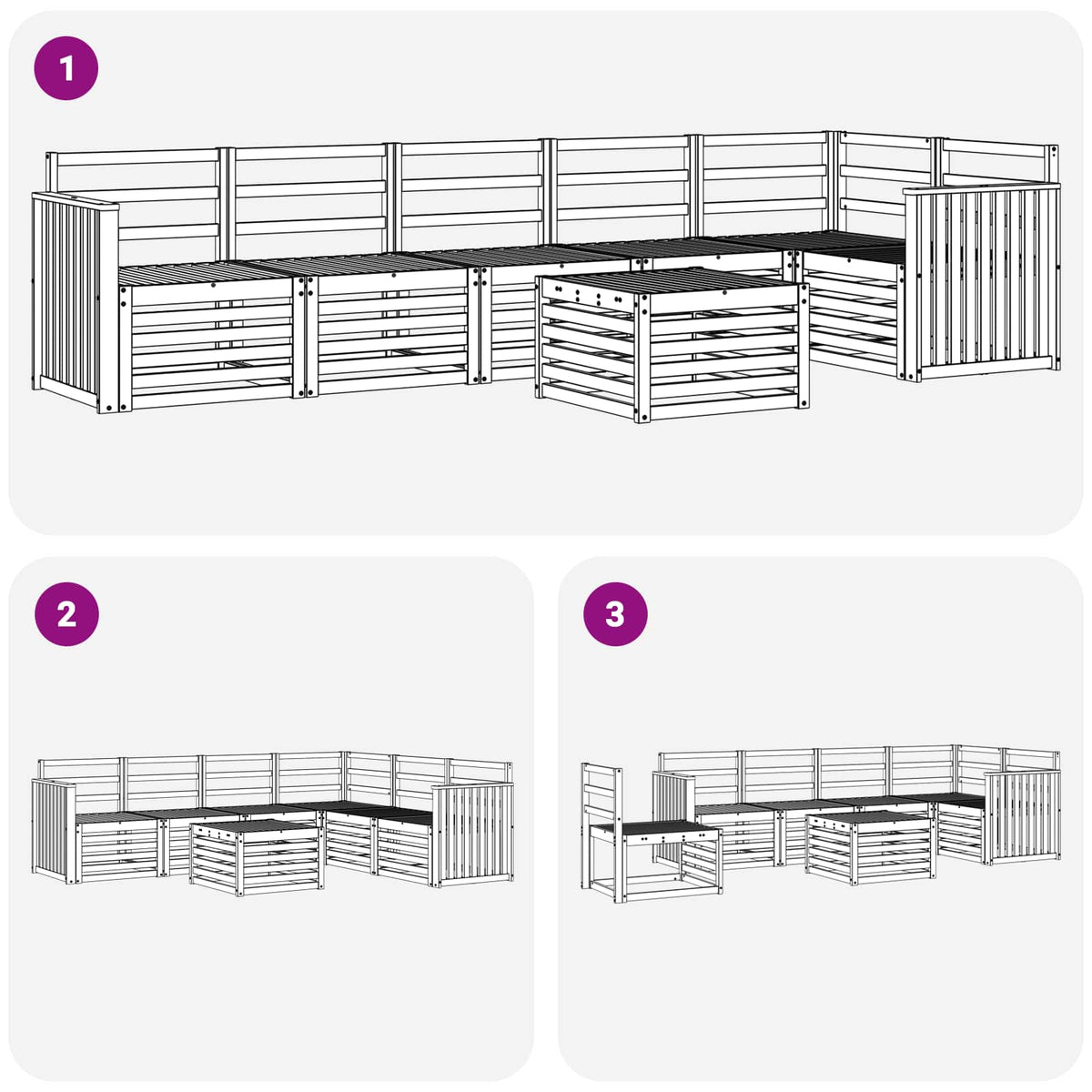 Set vanjskih sofa 7 kom. Bijela Čvrsto drvo akacije