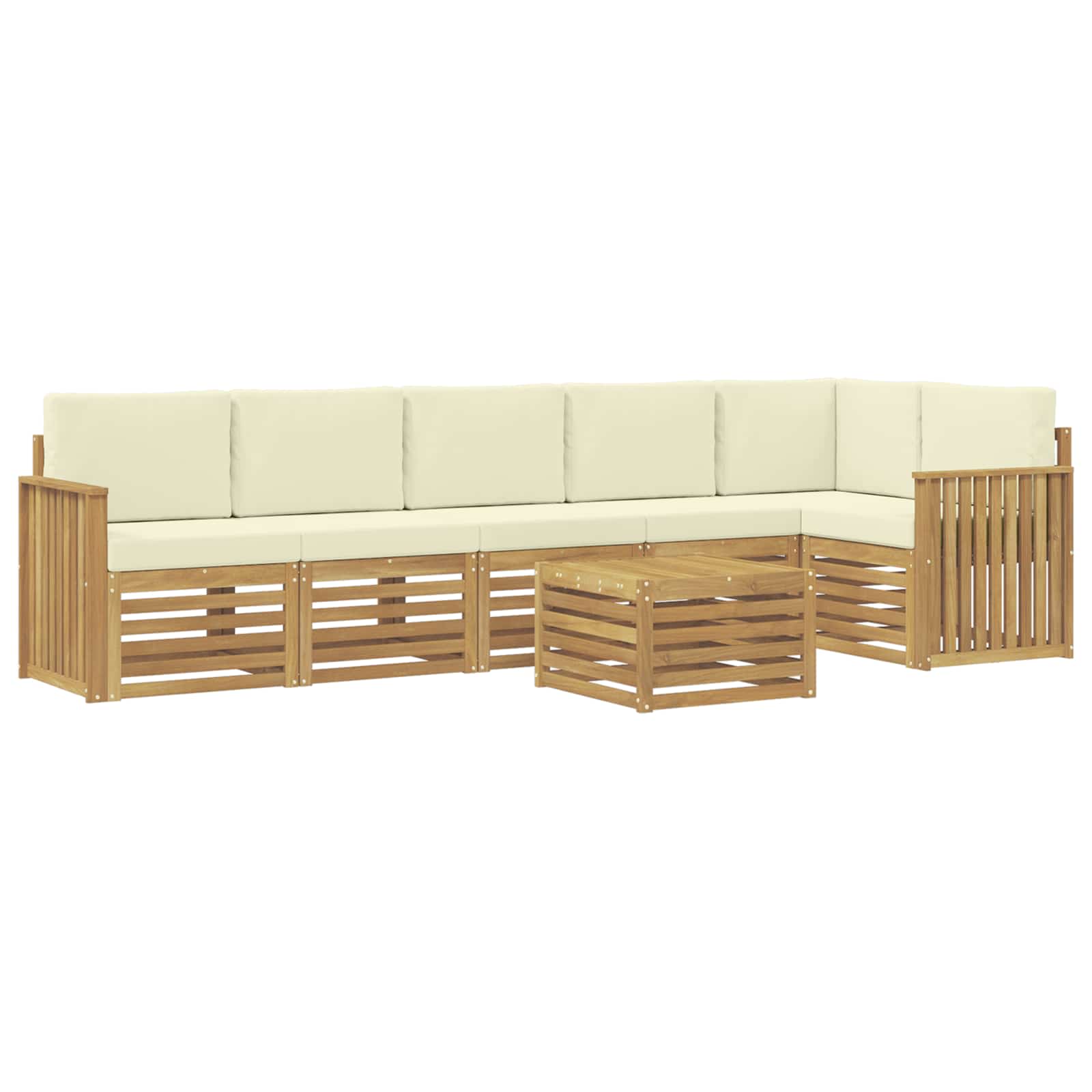 Set vanjskih sofa 7 pcs Bijela i krem 59 x 59 x 37 cm Poliester