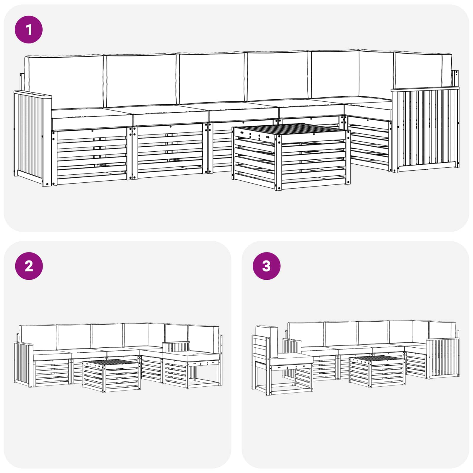 Set vanjskih sofa 7 pcs Bijela i krem 59 x 59 x 37 cm Poliester