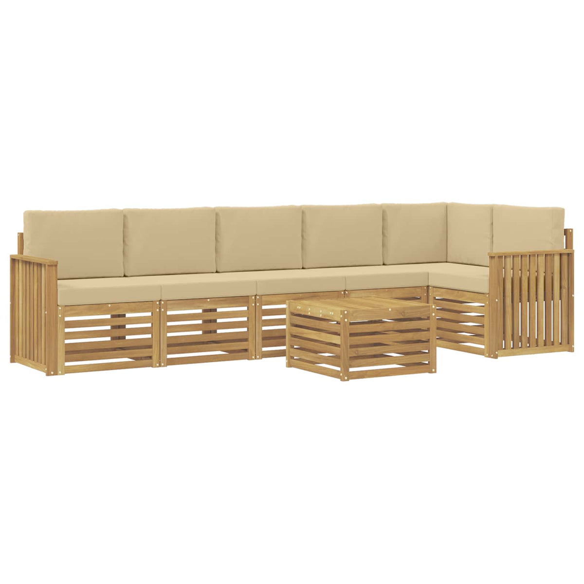 Set vanjskih sofa 7 pcs Bijela i bež 59 x 59 x 37 cm Poliester