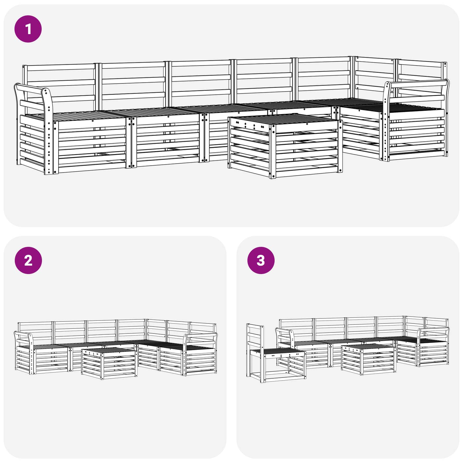 Set vanjskih sofa 7 pcs Bijela 59 x 59 x 37 cm