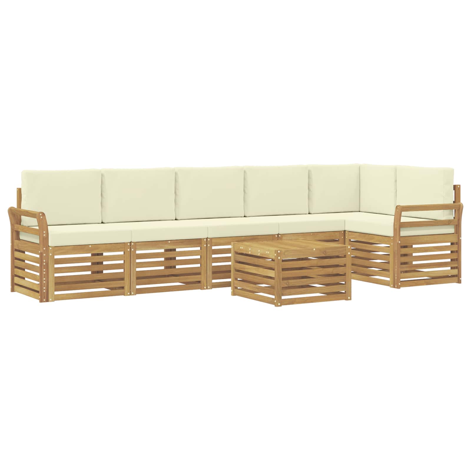 Set vanjskih sofa 7 pcs Bijela i krem 59 x 59 x 37 cm Poliester